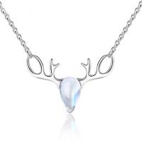 Brass Jewelry Necklace, with Moonstone, plated, for woman, silver color, 20mm cm 