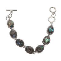 Bracelets de coquille d'ormeau, alliage de zinc, avec coquille d'ormeau, unisexe, couleurs mélangées .5 cm, Vendu par PC