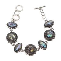 Bracelets de coquille d'ormeau, alliage de zinc, avec coquille d'ormeau, unisexe, couleurs mélangées .4 cm, Vendu par PC