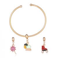 Enamel Zinc Alloy Jewelry Sets, bangle & pendant, gold color plated, 3 pieces & for children, golden, 59mm   