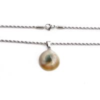 Shell Zinc Alloy Necklace, Stainless Steel, with Shell & Zinc Alloy, silver color plated, fashion jewelry .62 Inch 