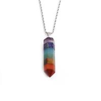 Gemstone Necklaces, Stainless Steel, with Gemstone & Zinc Alloy, plated mixed colors .62 Inch 