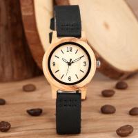 Women Wrist Watch, Leather, with Glass & Wood & Stainless Steel, japanese movement & for woman 