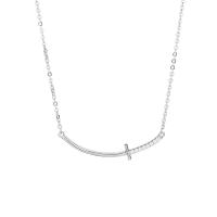 Sterling Silver Jewelry Necklace, 925 Sterling Silver, plated, for woman & with rhinestone cm 