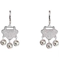 Huggie Hoop Drop Earring, laiton, pavé de micro zircon & pour femme, argent, 10-40mm, Vendu par paire