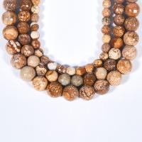 Landschafts-Jaspis Perlen, Bild Jaspis, rund, poliert, DIY & facettierte, gemischte Farben, Länge:38 cm, verkauft von Strang