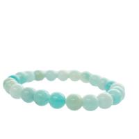 ​Amazonite​ Bracelet, Round, polished, for woman, blue Approx 19 cm 