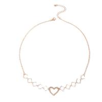 Rhinestone Zinc Alloy Necklace, Heart, plated, for woman & with rhinestone, golden cm 