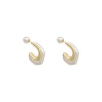 Ear Jacket, Zinc Alloy, with ABS Plastic Pearl & Acrylic, fashion jewelry & for woman, golden 