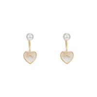 Zinc Alloy Earring Jacket, with Moonstone & ABS Plastic Pearl, high quality plated, fashion jewelry & for woman, golden 