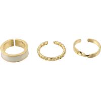Brass Ring Set, gold color plated, three pieces & adjustable & for woman & enamel, 17mm, US Ring .5 