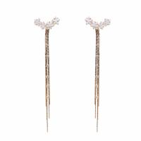 Fashion Fringe Earrings, Brass, Star, gold color plated, micro pave cubic zirconia & for woman 