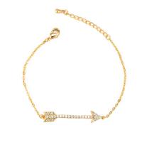 Cubic Zirconia Micro Pave Brass Bracelet, arrowhead, plated, oval chain & micro pave cubic zirconia & for woman Approx 7 Inch 