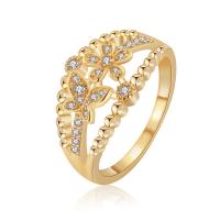 Cubic Zirconia Micro Pave Brass Finger Ring, Flower, plated & micro pave cubic zirconia & for woman US Ring 