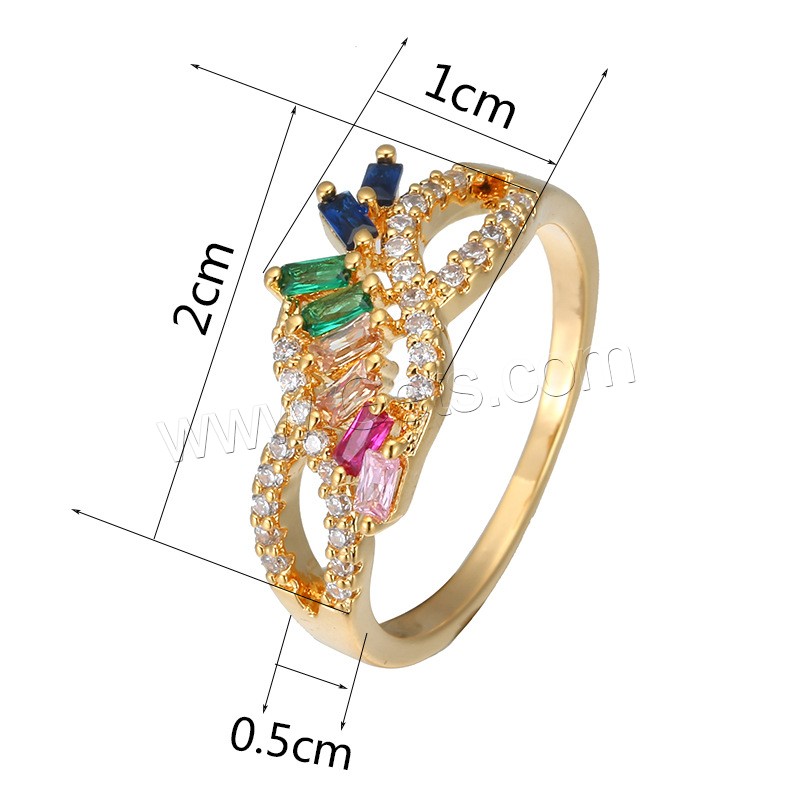 Cubic Zirconia Micro Pave Brass Finger Ring, Geometrical Pattern, plated, different size for choice & micro pave cubic zirconia & for woman, more colors for choice, 20x10mm, 5mm, US Ring Size:6-9, Sold By PC