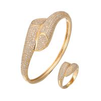Cubic Zirconia Micro Pave Brass Jewelry Sets, Geometrical Pattern, plated & micro pave cubic zirconia & for woman  13mm, US Ring 