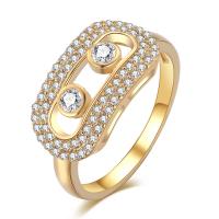 Cubic Zirconia Micro Pave Brass Finger Ring, plated & micro pave cubic zirconia & for woman & hollow US Ring 