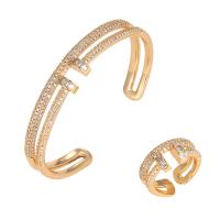 Cubic Zirconia Micro Pave Brass Jewelry Sets, plated & micro pave cubic zirconia & for woman  US Ring 