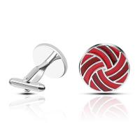 Brass Cufflinks, platinum color plated, for man & enamel, red 