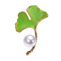 Freshwater Pearl Brooch, Brass, with Freshwater Pearl, 24K gold plated, for woman 