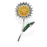 Cubic Zirconia Brooch, Brass, Dandelion, plated, micro pave cubic zirconia & for woman 