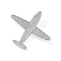 Cubic Zirconia Brooch, Brass, Airplane, platinum plated, micro pave cubic zirconia & for woman 