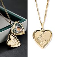 Fashion Locket Necklace, Zinc Alloy, with brass chain, with 1.97inch extender chain, Heart, plated, with photo locket & for woman Approx 15.75 Inch 