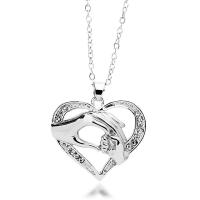 Rhinestone Zinc Alloy Necklace, with 1.97inch extender chain, Heart, plated, for woman & with rhinestone Approx 15.75 Inch 