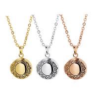 Fashion Locket Necklace, Brass, with 1.97inch extender chain, Round, plated, with photo locket & for woman Approx 15.75 Inch 