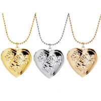 Fashion Locket Necklace, Brass, with 1.97inch extender chain, Heart, plated, with photo locket & for woman Approx 15.75 Inch 
