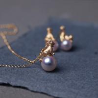 Sterling Silber Perlenkette, 925er Sterling Silber, mit Kunststoff Perlen, plattiert, für Frau, goldfarben, Länge:45 cm, verkauft von PC