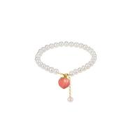 Cultured Freshwater Pearl Brass Bracelet, with Brass, for woman, mixed colors Approx 19 cm 