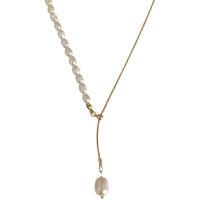 Freshwater Pearl Brass Necklace, with Freshwater Pearl, for woman, mixed colors Approx 45 cm 
