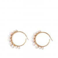 Kunststoff Perle Zink Legierung Ohrring, Zinklegierung, mit Kunststoff Perlen, für Frau, goldfarben, 45x45mm, verkauft von Paar