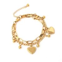 Titane bracelet en acier et bracelet, Acier titane, coeur, antifatigue & pour femme, doré cm, Vendu par PC