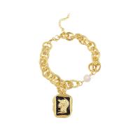 Zink Legierung Perlen Armbänder, Zinklegierung, mit Kunststoff Perlen, für Frau, goldfarben, 90mm, Länge:ca. 19 cm, verkauft von PC