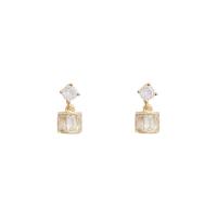 Cubic Zircon (CZ) Drop Earring, Brass, real gold plated, fashion jewelry & for woman & with cubic zirconia, golden 