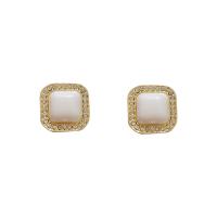 Acrylic Stud Earring, Zinc Alloy, with Acrylic, Square, high quality plated, fashion jewelry & for woman & with rhinestone 