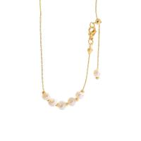 Plastic Pearl Necklace, Brass, with ABS Plastic Pearl, real gold plated, fashion jewelry & for woman & with cubic zirconia, golden .4 cm 