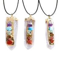 Gemstone Zinc Alloy Pendants, with Zinc Alloy, gold color plated, fashion jewelry, mixed colors, 35-70mm 