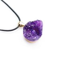 Natural Quartz Druzy Pendants, with Zinc Alloy, gold color plated, fashion jewelry & druzy style 18-28mm 