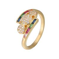 Cubic Zirconia Micro Pave Brass Finger Ring, plated & micro pave cubic zirconia & for woman 3mm, US Ring 