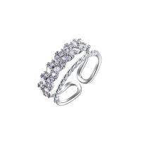Латунное кольцо с стразами, Латунь, плакирован серебром, разные стили для выбора & Женский & со стразами, размер:6-8, продается PC