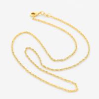 Cadena de collar de cable enlazado de latón, metal, Cadena de cuerda francesa & para mujer, dorado, longitud:45 cm, Vendido por UD