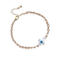 Evil Eye Bracelet Bijoux, laiton, avec coquille, pour femme, couleurs mélangées .3 cm, Vendu par PC