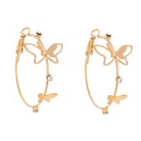 Zinc Alloy Hoop Earring, with Cubic Zirconia, plated, for woman, golden 
