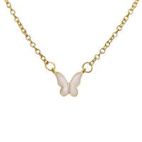 Zinc Alloy Necklace, with Acrylic, Butterfly, for woman, golden cm 
