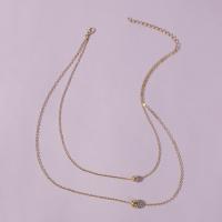 Zinc Alloy Necklace, plated, Double Layer & for woman, golden 