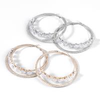 Zinc Alloy Hoop Earring, fashion jewelry & for woman & with cubic zirconia 