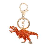 Zinc Alloy Key Clasp, Dinosaur, fashion jewelry & for woman & with rhinestone, orange 